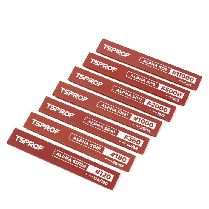 TSPROF Alpha Set Of Resin Diamond Sharpening Stones, 6", SD126-SD3, 120 — 11000 Mesh Grit (7 pcs.)