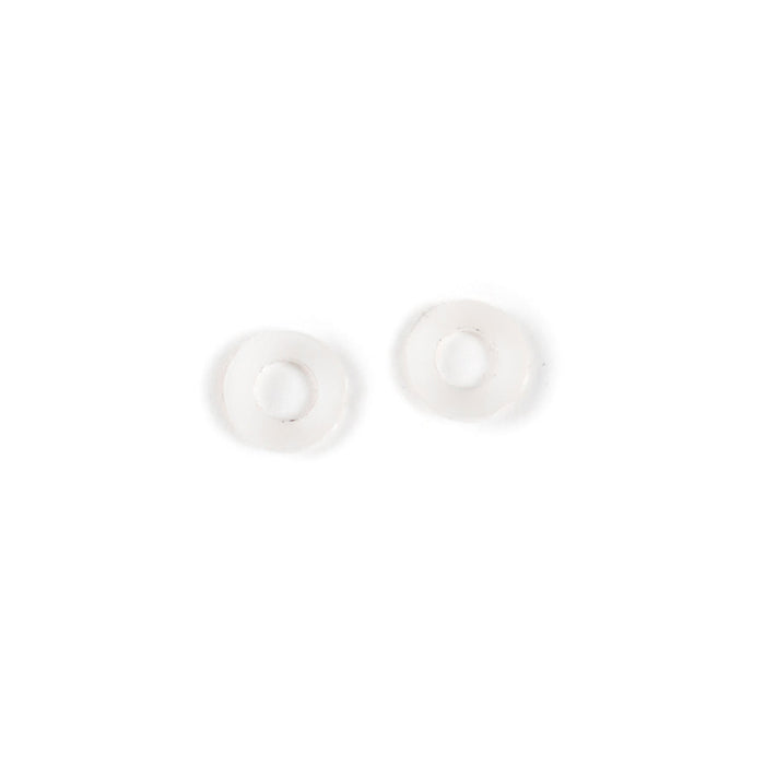 Two polyamide washers on white blackground