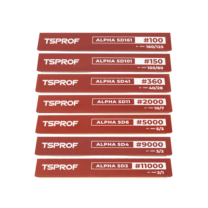 Juego de piedras de afilado de diamante con resina TSPROF Alpha SD161–SD3 (7 piezas)