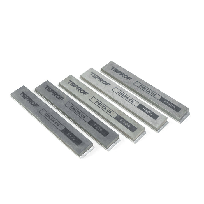 Set of TSPROF Delta CS abrasives on a white background