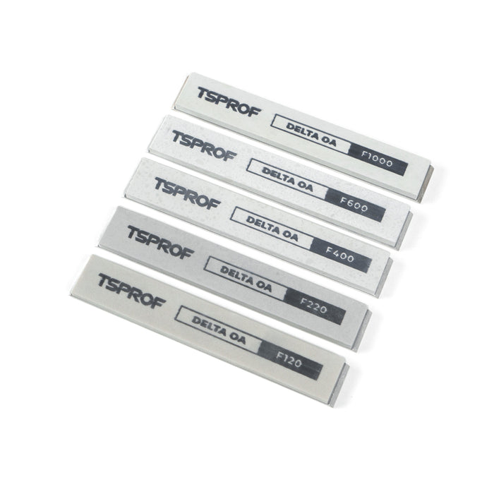 Set of TSPROF Delta OA sharpening stones on a white background