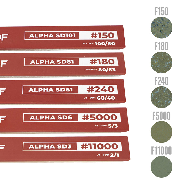 TSPROF Alpha Set Of Resin Diamond Sharpening Stones, 6", SD101 — SD3, 150 — 11000 Mesh Grit (bundle, 5 pcs.)