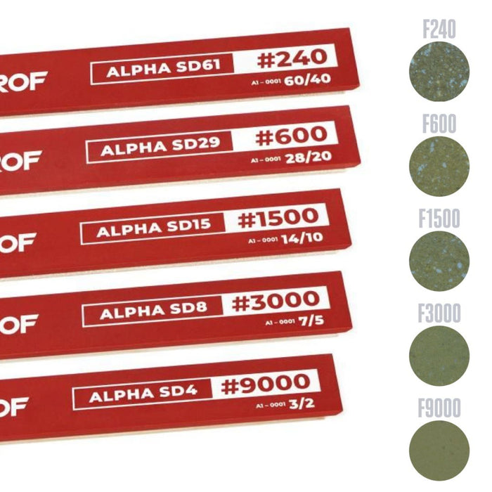 TSPROF Alpha Set Of Resin Diamond Sharpening Stones, 6", SD61 — SD4, 240 — 9000 Mesh Grit (5 pcs.)