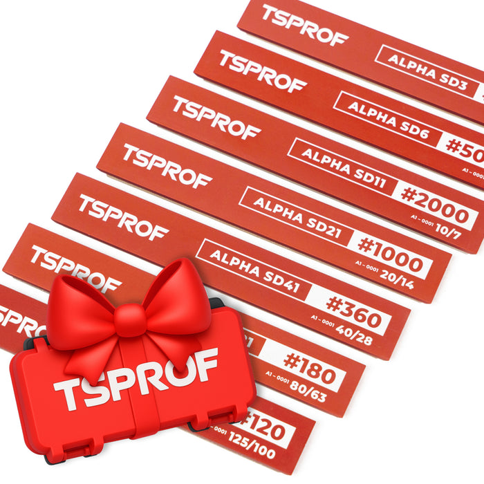 Juego de piedras de afilar de diamante de resina TSPROF Alpha + estuche gratis, 6", SD126-SD3, grano 120 — 11000 malla (7 piezas)